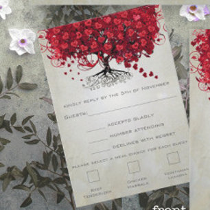 Maçã Vermelho Coração Folha Casamento RSVP