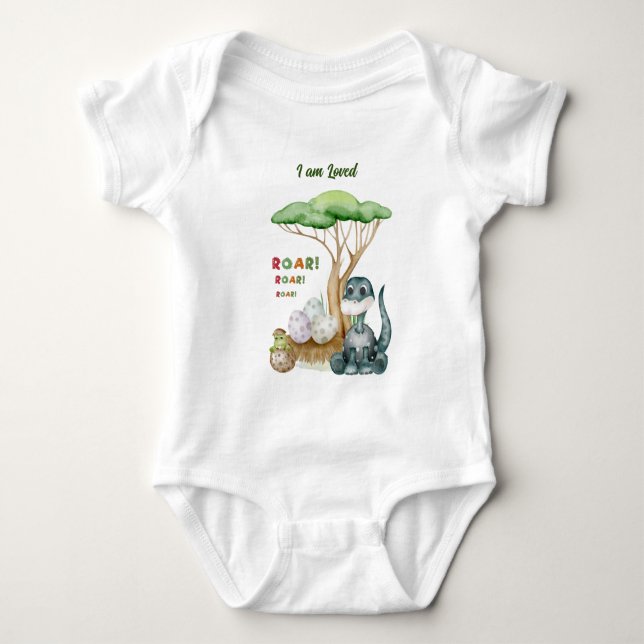 Macacão de Bebê Dinossauro | Personalize Camiseta  (Frente)