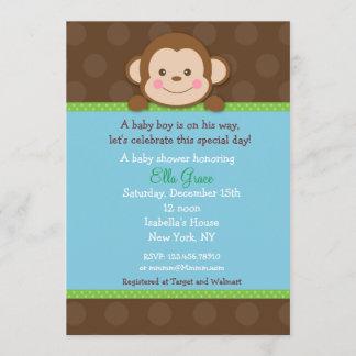Macaco Baby Shower Convites Rapaz