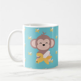 Macaco bonito de Kawaii com caneca da banana
