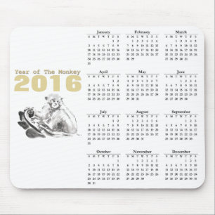 Macaco Chinês Novo Ano 2016 Calendário mousepad