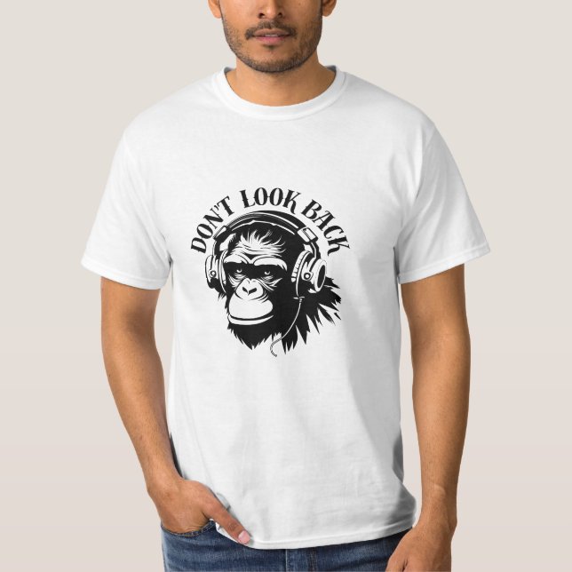 Macaco com Fones de Ouvido – Camiseta Focus (Frente)