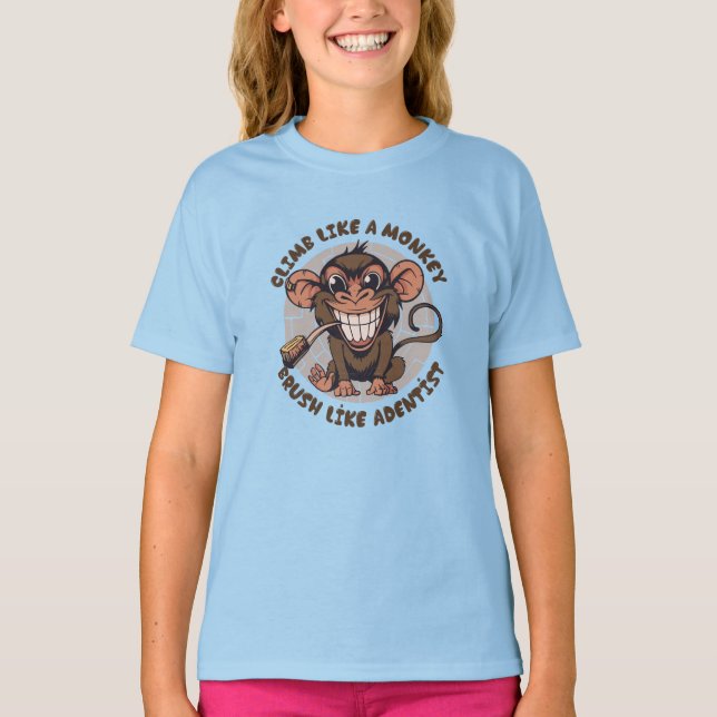 Macaco de Cartoon Reproduzido | Crianças T-Shirt (Frente)