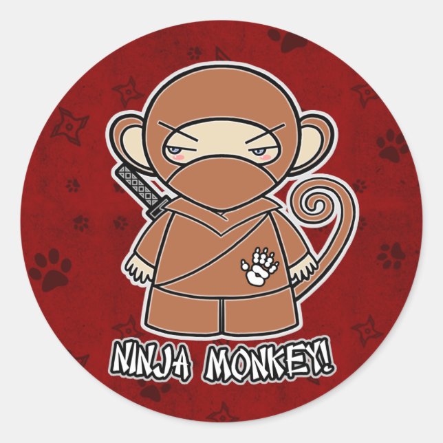 Macaco de Ninja! Na etiqueta vermelha (Frente)