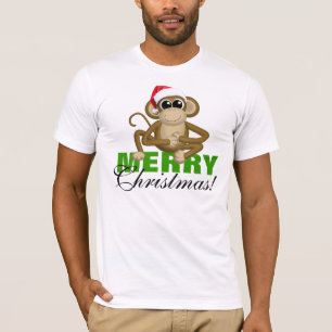 Macaco de Papai Noel - Camisa Branca "Feliz Natal"
