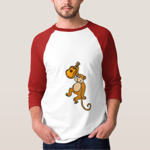 Macaco DL engraçado com camisa da guitarra