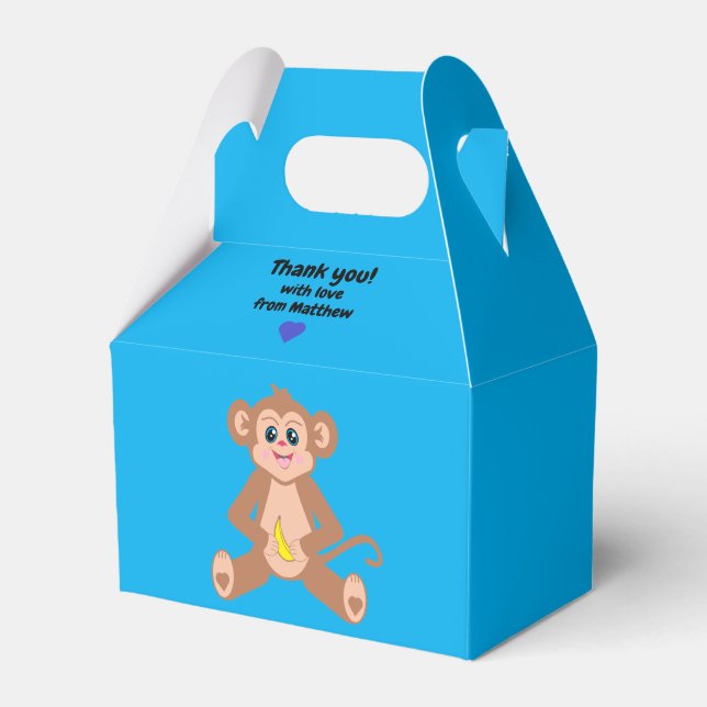 Macaco em uma caixa de favorecimento de fundo azul (Frente)