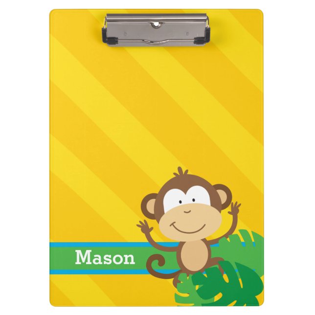 Macaco engraçado na prancheta personalizada selva (Frente)