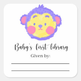 Macaco - Etiqueta para livros de baby shower, livr