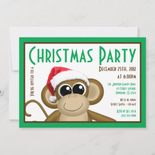 Macaco Fixe de Chapéu - Convite de Natal Verde