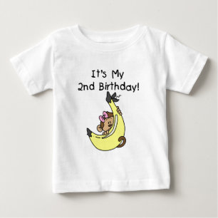 Macaco-Garota com Camisetas de segundo aniversário
