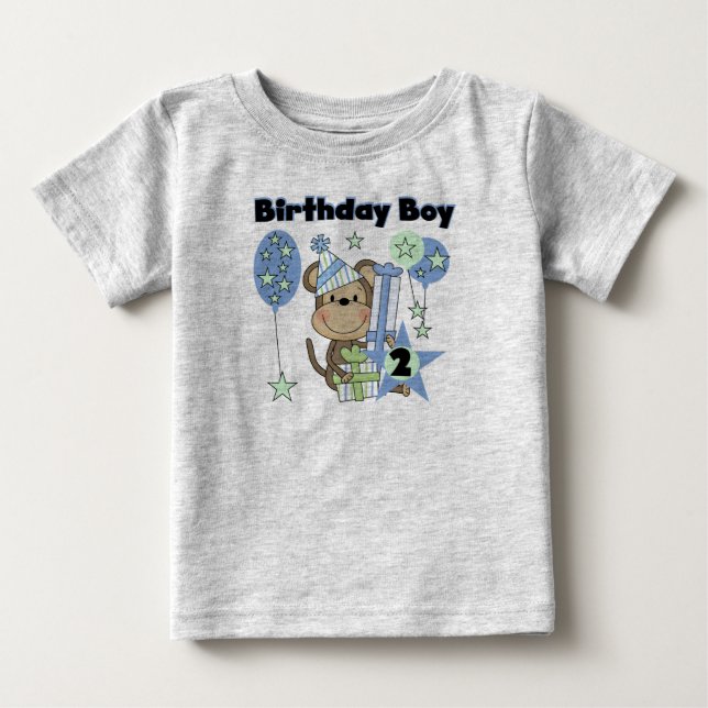 Macaco-Garoto Com Camisetas De segundo aniversário (Frente)