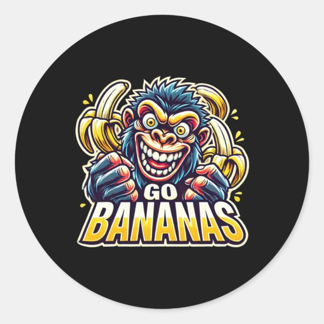 Macaco Louco Vai Bananas Adesivo  (Frente)
