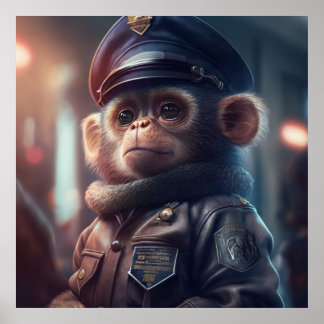 Macaco num Policial Uniforme #2 Art Poster