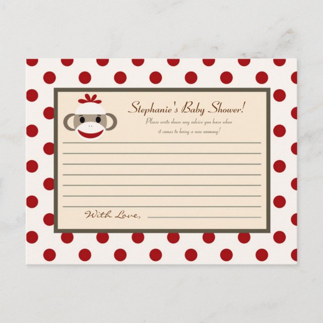 Macaco Red Sock com Cartão de Aviso Escritível (Frente)