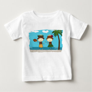 Macacos que apreciam férias no t-shirt da crianç