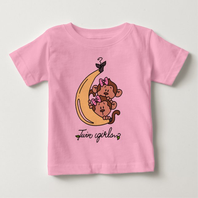 Macacos Twin Girls T-shirts e presentes (Frente)
