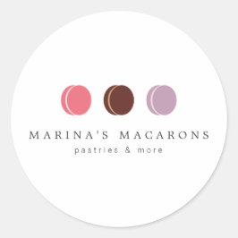 MACARON TRIO LOGOTIPO FRANCÊS 3 Adesivos redondos