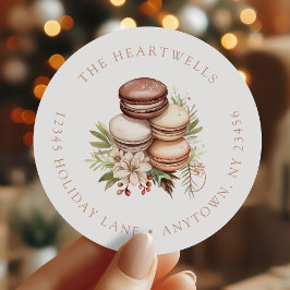 Macarons de Aquarela Etiqueta de Endereço de Natal