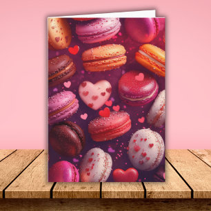 Macarons Rosa Desenho Corações Cartão Dia dos Namo