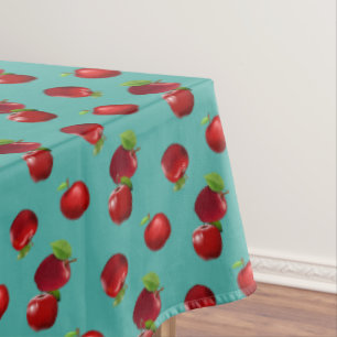 Maçãs Vermelhas em Toalha de Mesa Esmeralda Teal