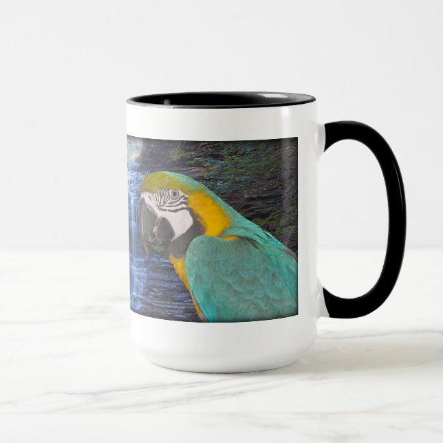Macaw azul & Dourado - caneca de café bonita (Direita)