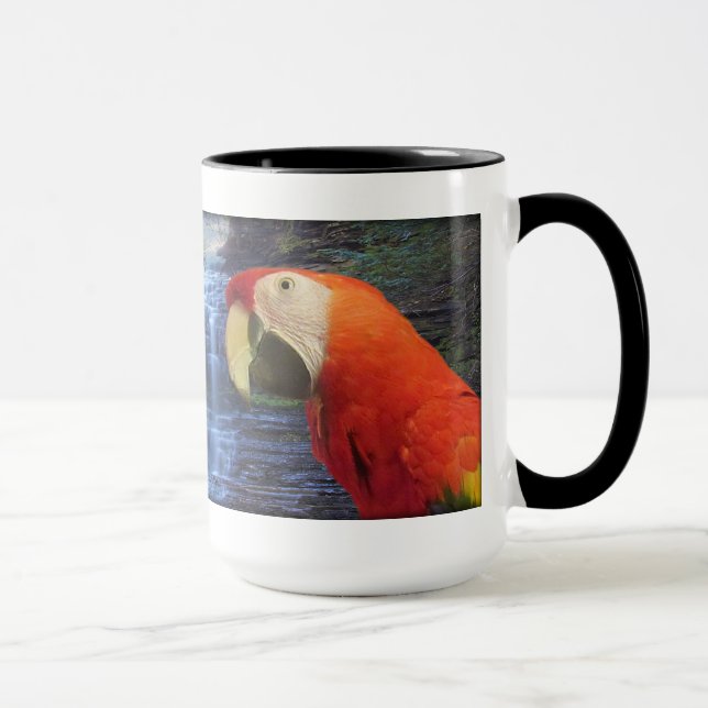 Macaw azul & Dourado & escarlate do Macaw - caneca (Direita)