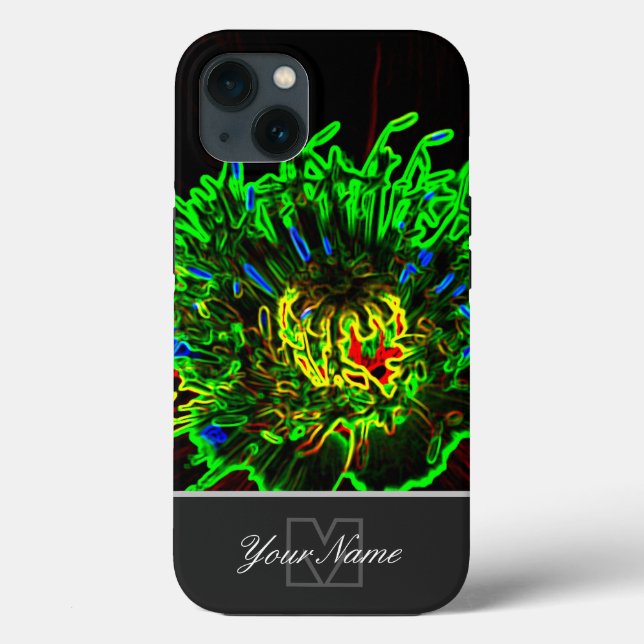 Macho verde Neon-Pop-Art floresce com Monograma! (Verso)