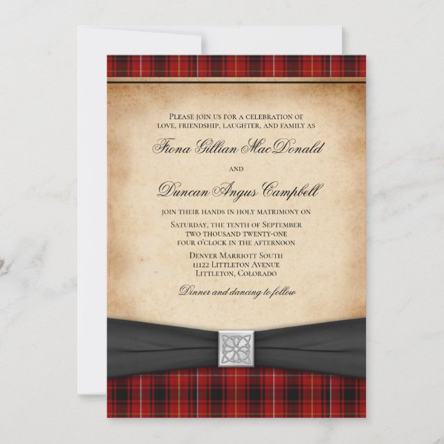 MacIver Tartan Celtic Convite Para Casamento Escoc (Frente)