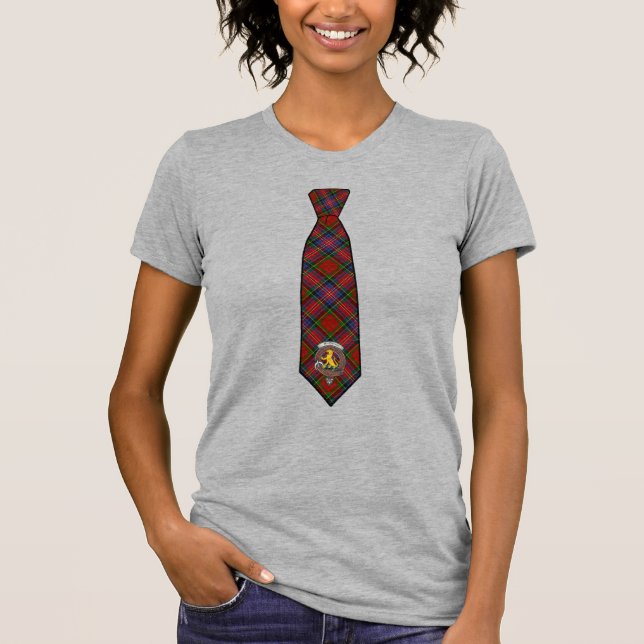Macpherson Tartan Necktie T-Shirt com Crachá (Frente)
