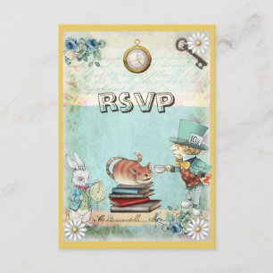 Mad Hatter e Cat RSVP Tragam um Chá de fraldas de 