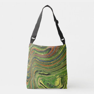 Mad Love 3 Bolsa de mão abstrata com listras verde