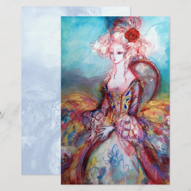 MADAME POMPADOUR ,azul claro branco Papelaria (Frente/Verso)