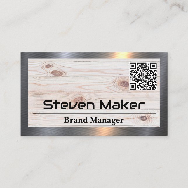 Madeira | Corda metálica | Cartão de visita de cód (Frente)