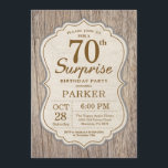 Madeira de convite à apresentação de 70 de anivers<br><div class="desc">A 70 De Aniversário Da Rustic Surprise Invitation Wood Background.Festa de aniversário para adultos. Homem Aniversário Bash Convidam. 13 16º 30 18º 20 21rua 40º 50º 70 100º 90,  100º 80,  qualquer idade.
Para mais personalização,  clique no botão "Personalizar" e use a ferramenta design para modificar este modelo.</div>