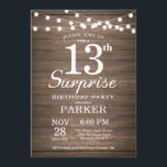 Madeira de Convite de Aniversário para 13 de Surpr<br><div class="desc">Convite de Aniversário para 13 de Surpresa Russo com as Luzes das Cordas no Fundo da Madeira. 13 15 16º 18º 18º 21rua 30 40º 50º 60º 70 80 100º,  qualquer idade. Para mais personalização,  clique no botão "Personalizar" e use nossa ferramenta de design para modificar este modelo.</div>