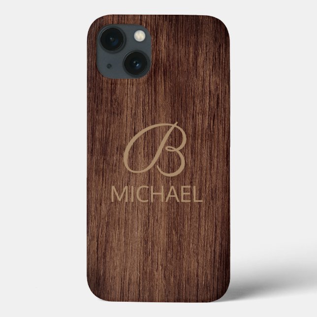 Madeira de grão com nome personalizado monograma (Verso)