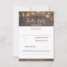 Madeira e Cordas Luzes Russas de Casamento RSVP