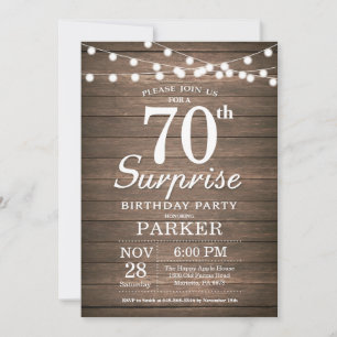 Madeira rústica do convite do aniversário do 70
