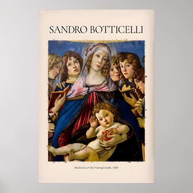 Madona da Romã de Botticelli Impressão Artística (Frente)