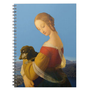 "Madonna com o caderno artístico do Dachshund"