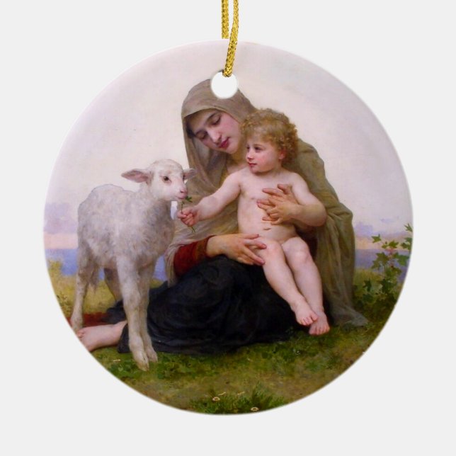 Madonna & Criança com Enfeites de natal de Lamb (Frente)