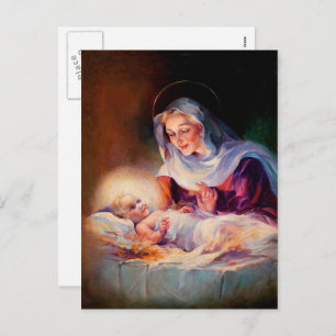Madonna e Child. Cartões postais de Natal de Arte 