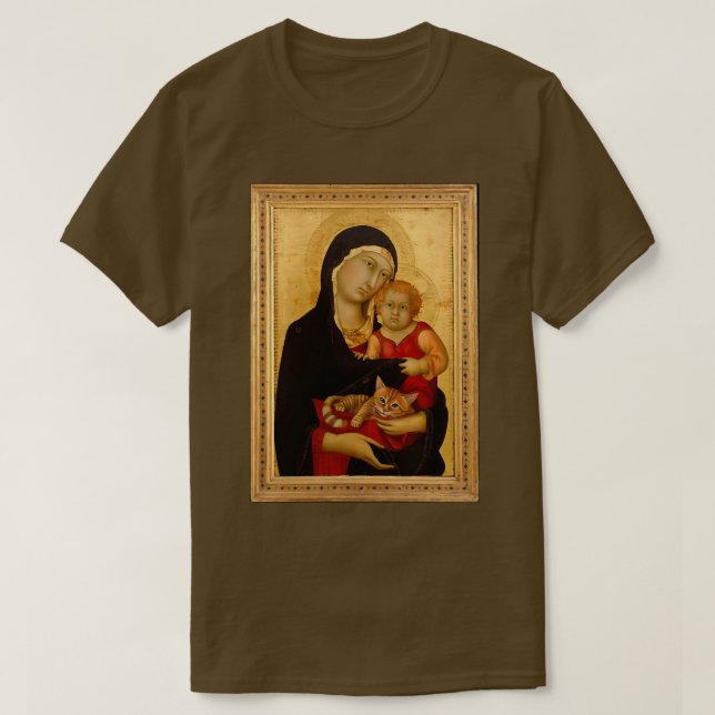Madonna e Child e Cat T-Shirt (Frente do Design)