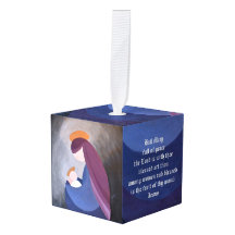 Madonna e Child Wooden Cube Ornament
