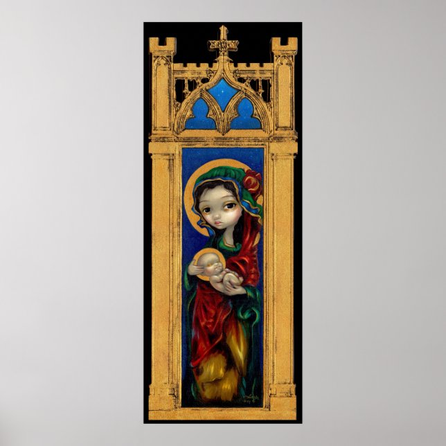 Madonna e Criança na Impressão de Arte Gótica Notu (Frente)