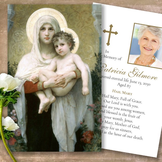Madonna funerária dos Cartões de condolências de o (catholic, religious, celebration of life, in loving memory of, prayer cards for bereavement)