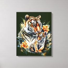 Madre Tiger com sua tela de canvas