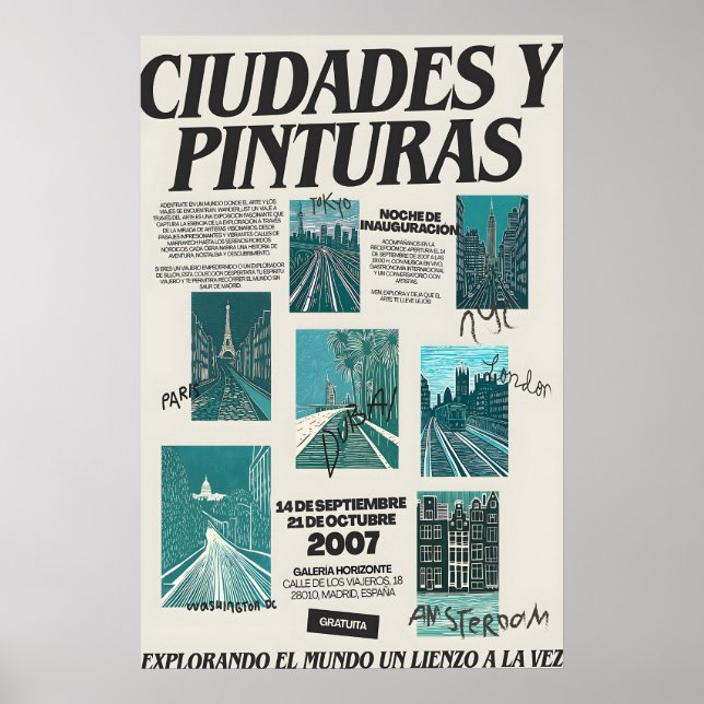 Madrid Art Exhibition Poster Spanish Cityscape (Frente)