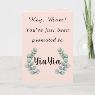 Mãe, acabaste de ser promovido ao cartão Yia Yia